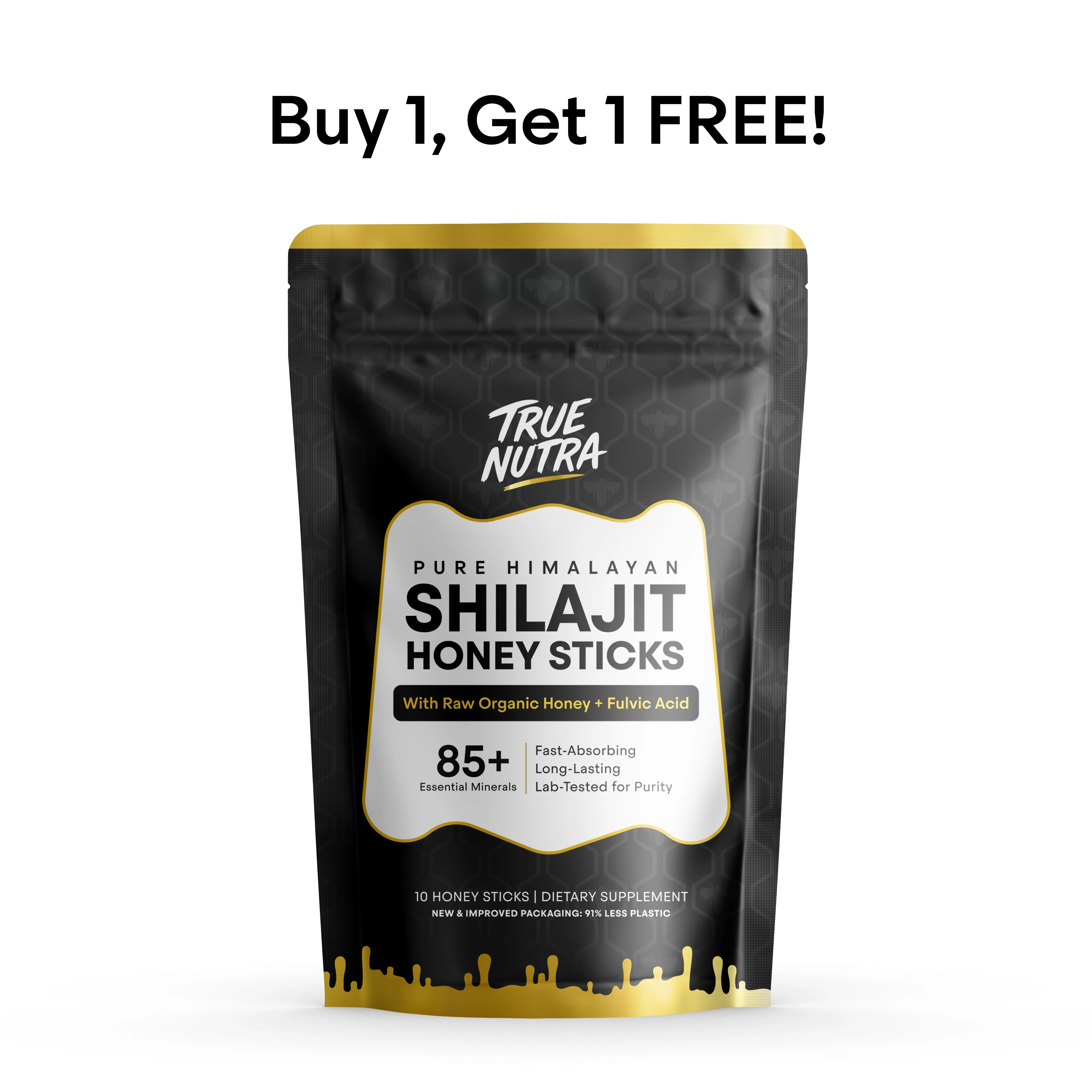 True Nutra Pure Himalayan Shilajit Honey Sticks with Raw Organic Honey and Fulvic Acid 85+ Essential Minerals Fast Absorbing Long Lasting 10 Sticks - Image 11
